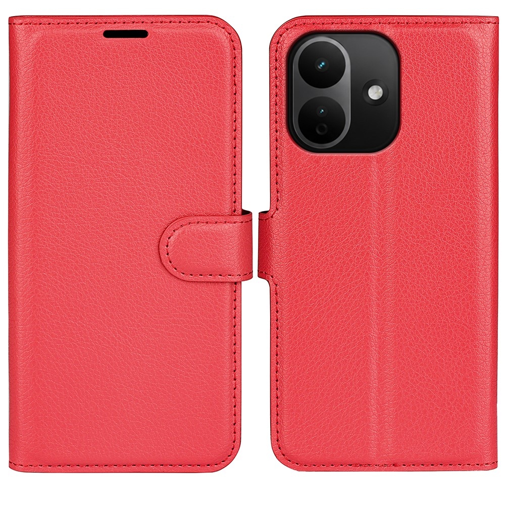 Litchi knižkové puzdro na Xiaomi Redmi Note 17 Pro 5G - červené