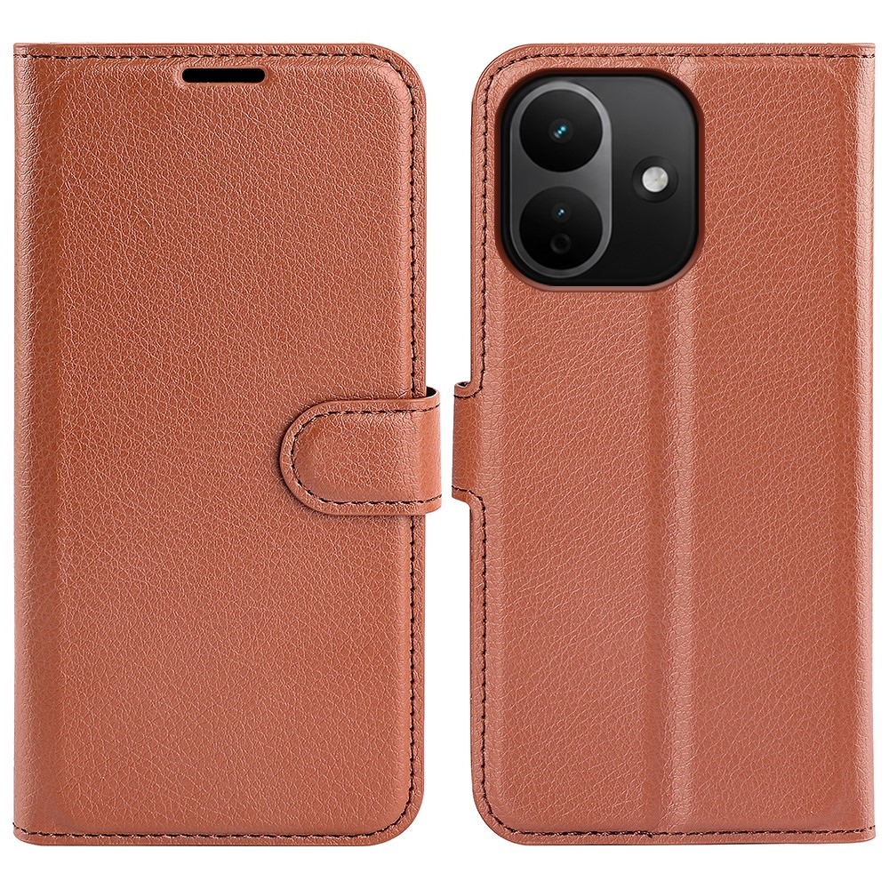 Litchi knižkové púzdro na Xiaomi Redmi Note 17 Pro 5G - hnedé