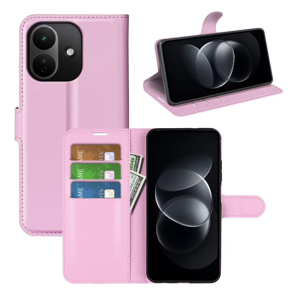 Litchi knižkové puzdro na Xiaomi Redmi Note 17 Pro 5G - ružové
