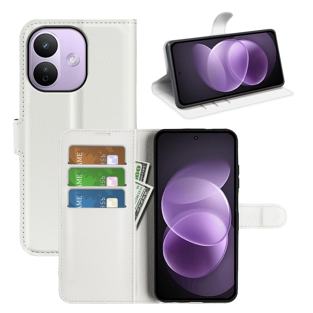 Litchi knižkové púzdro na Xiaomi Redmi Note 17 Pro Max 5G - biele