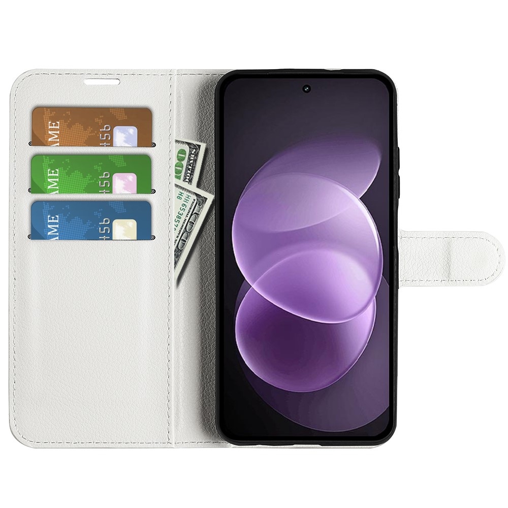 Litchi knižkové púzdro na Xiaomi Redmi Note 17 Pro Max 5G - biele