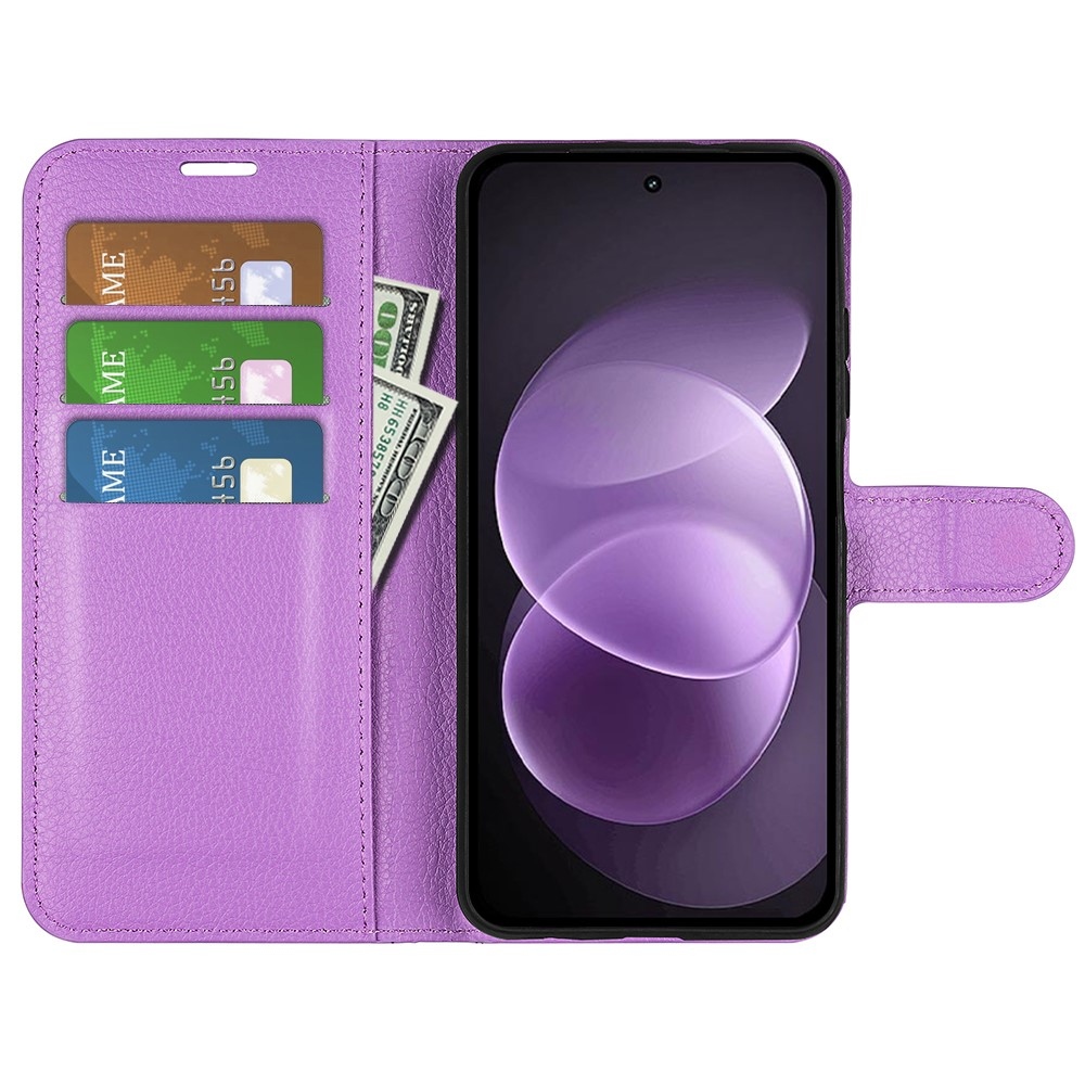 Litchi knižkové puzdro na Xiaomi Redmi Note 17 Pro Max 5G - fialové