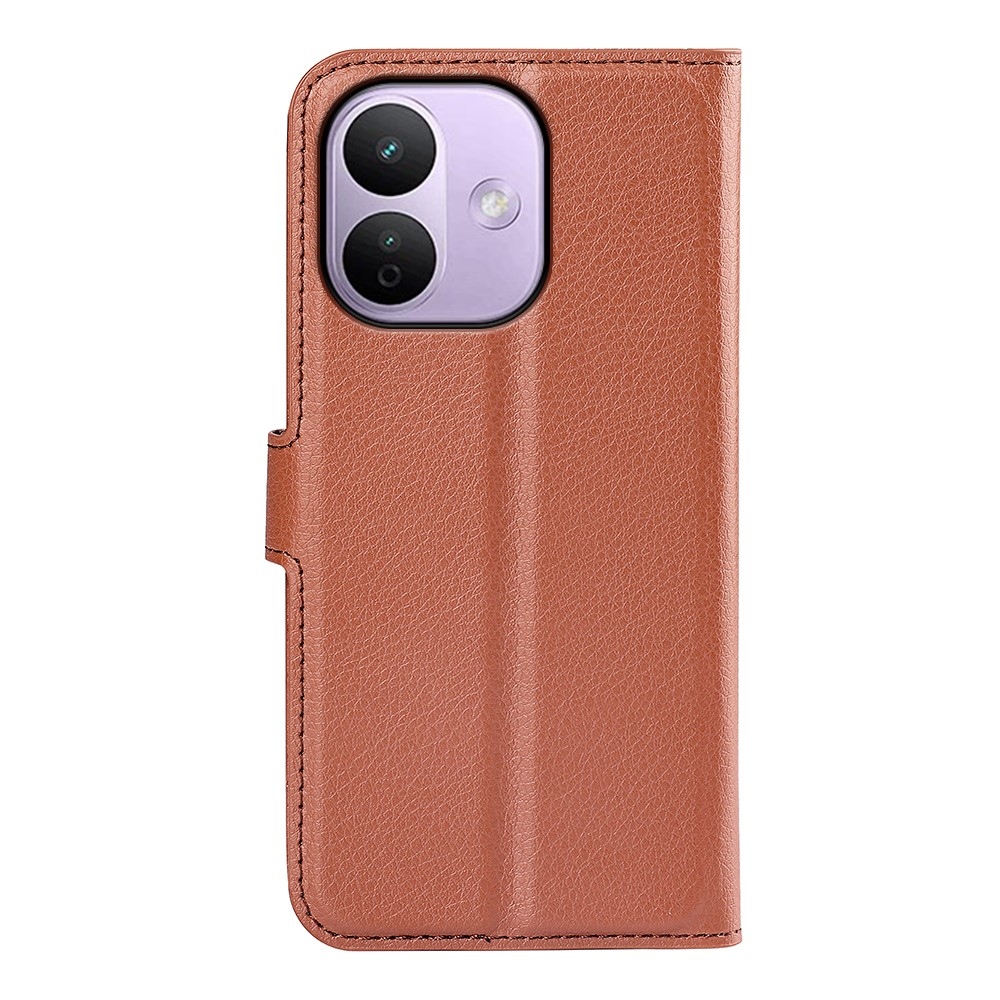 Litchi knižkové puzdro na Xiaomi Redmi Note 17 Pro Max 5G - hnedé