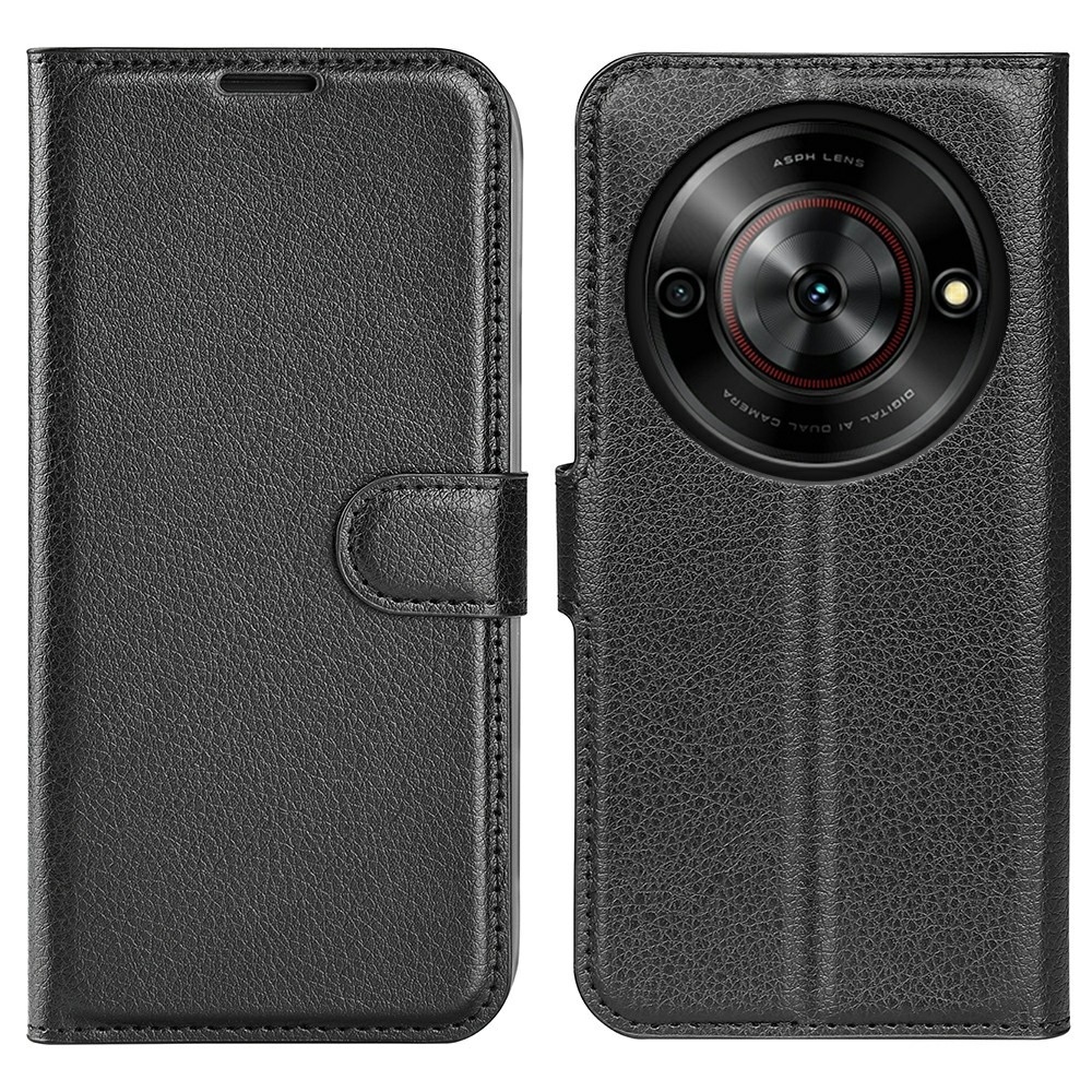 Litchi knižkové puzdro na ZTE Blade A75 5G - čierne