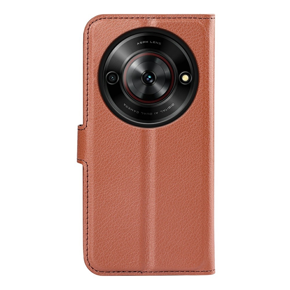 Litchi knižkové puzdro na ZTE Blade A75 5G - hnedé