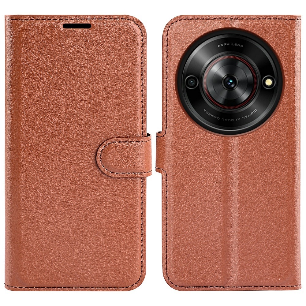 Litchi knižkové puzdro na ZTE Blade A75 5G - hnedé