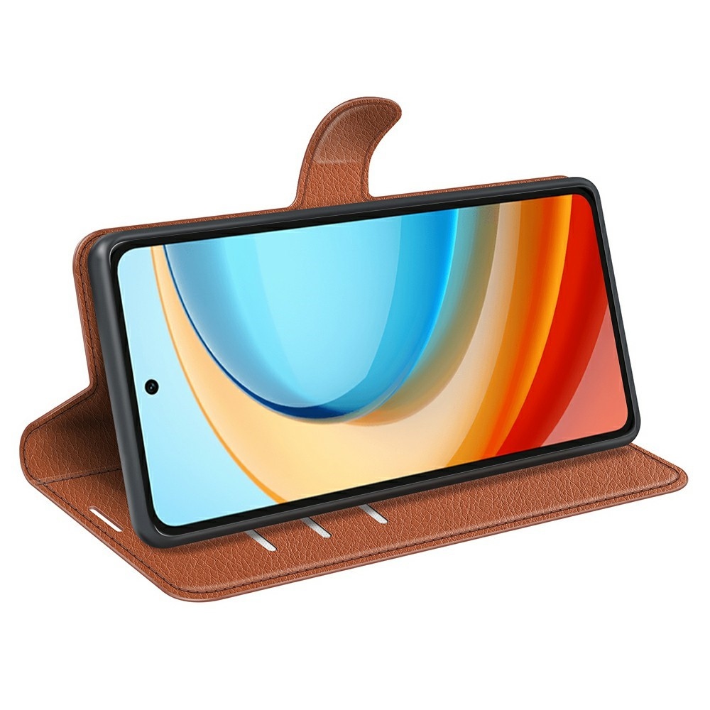 Litchi knižkové puzdro na ZTE Blade A75 5G - hnedé