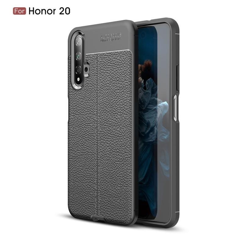 Litchi odolný gélový obal na mobil Honor 20 / Huawei Nova 5T - čierny