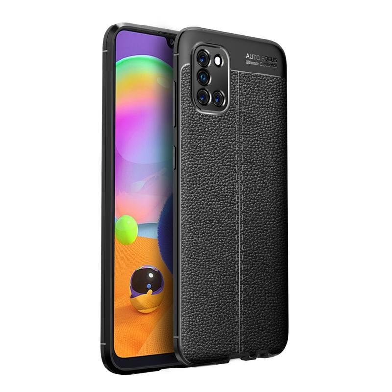 Litchi odolný gélový obal na mobil Samsung Galaxy A31 - čierne