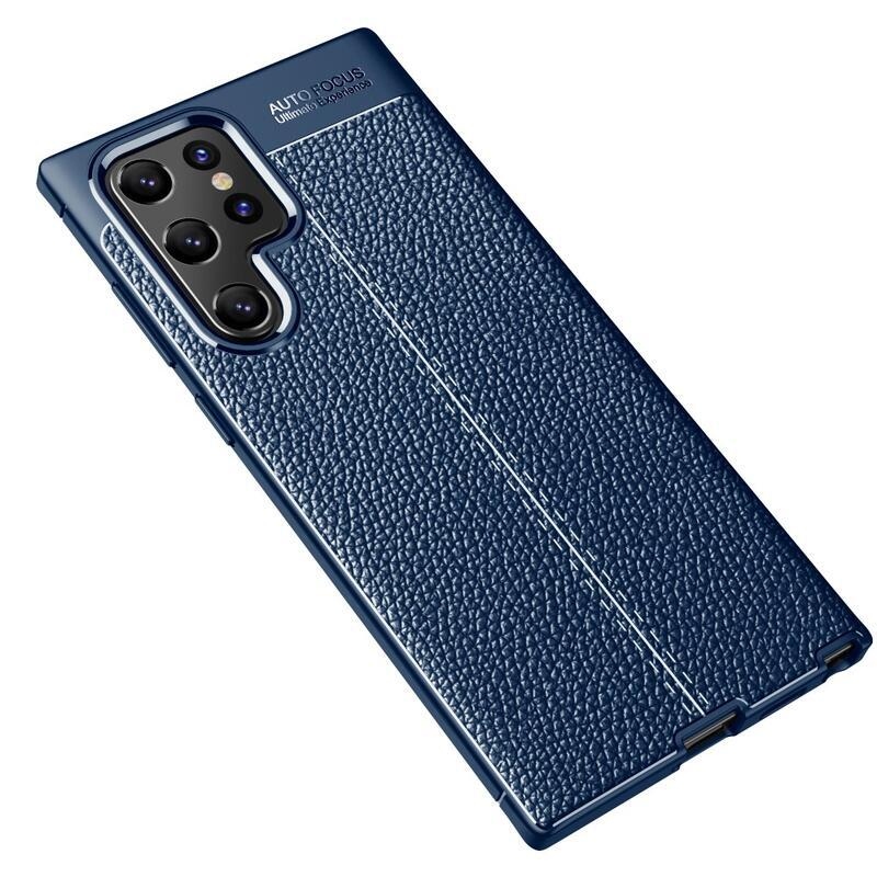 Litchi odolný gélový obal na mobil Samsung Galaxy S22 Ultra 5G - modrý