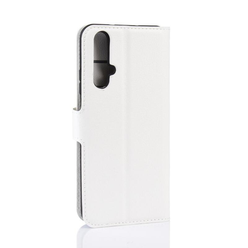 Litchi peňaženkové puzdro na Honor 20/Huawei Nova 5T - biele