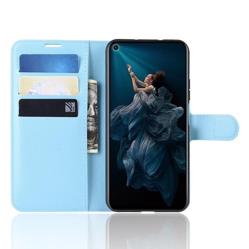 Litchi peňaženkové puzdro na Honor 20/Huawei Nova 5T - svetlomodré