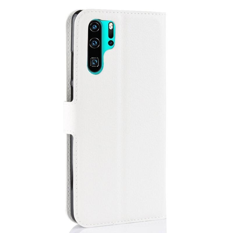 Litchi peňaženkové puzdro na Huawei P30 Pro - biele