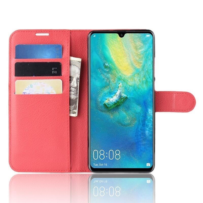 Litchi peňaženkové puzdro na Huawei P30 Pro - červené