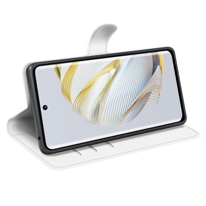 Litchi peňaženkové puzdro na mobil Huawei Nova 10 Pro - biele