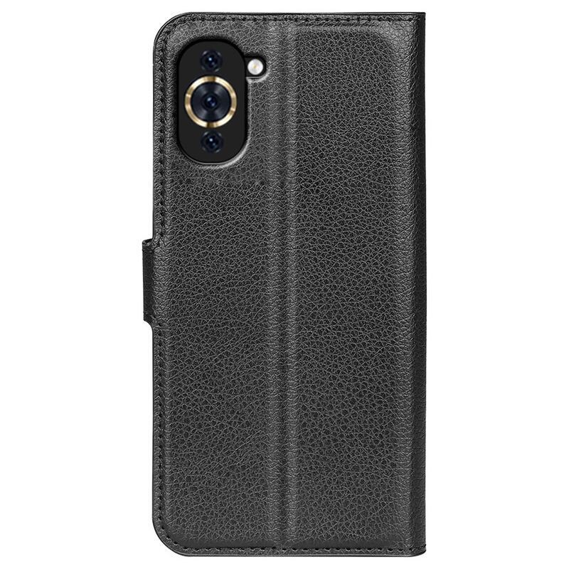 Litchi peňaženkové puzdro na mobil Huawei Nova 10 Pro - čierne