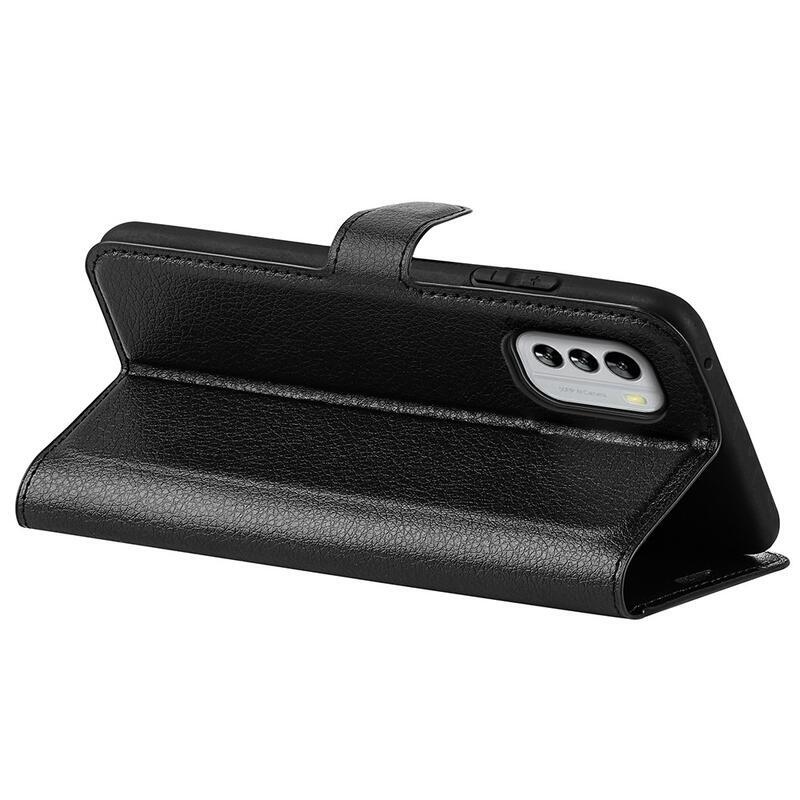 Litchi peňaženkové púzdro na mobil Nokia G60 5G - čierne
