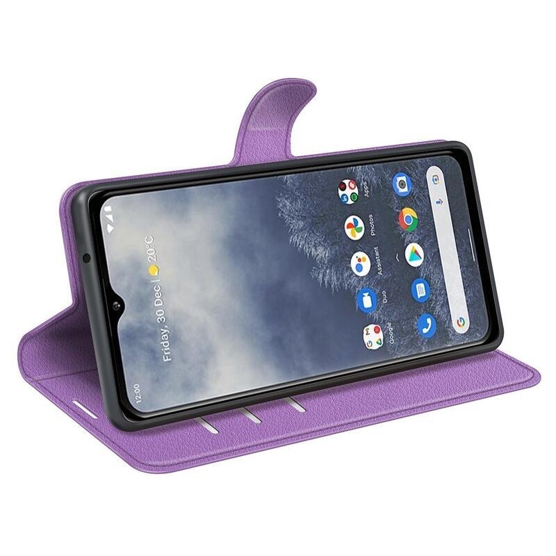 Litchi peňaženkové púzdro na mobil Nokia G60 5G - fialové