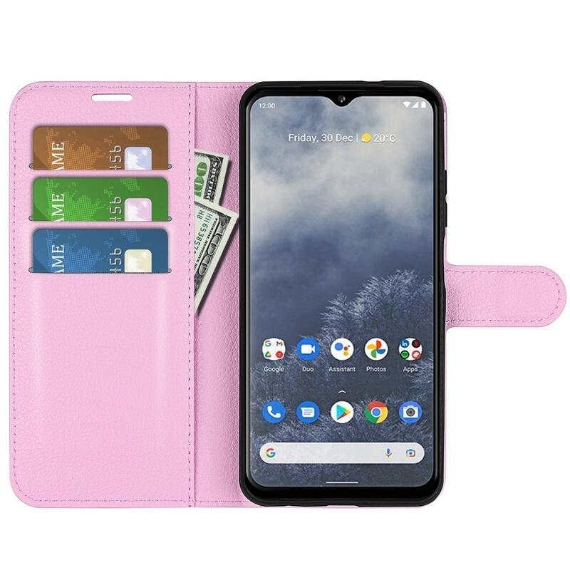 Litchi peňaženkové púzdro na mobil Nokia G60 5G - ružové