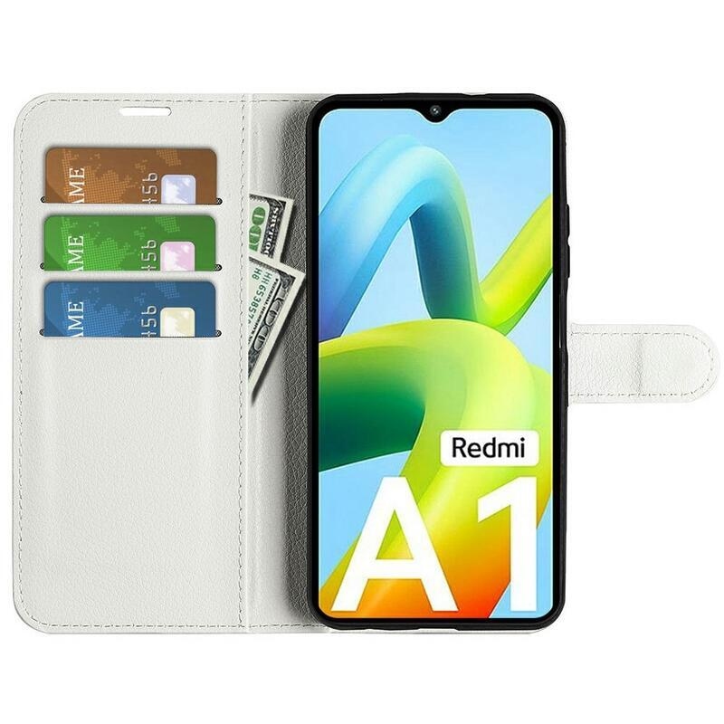 Litchi peňaženkové puzdro na mobil Xiaomi Redmi A1/Redmi A2 - biele