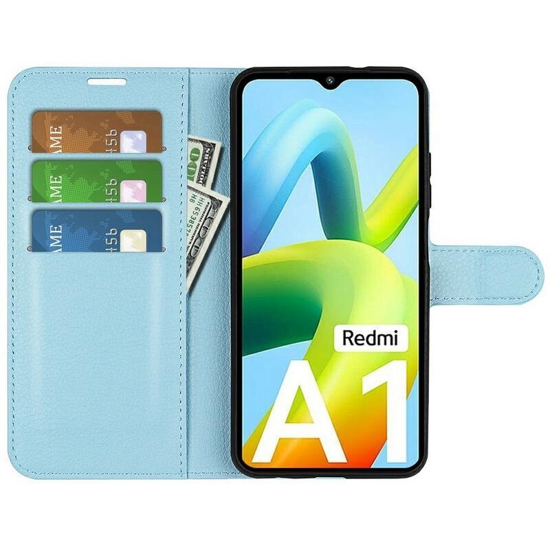 Litchi peňaženkové púzdro na mobil Xiaomi Redmi A1/Redmi A2 - modré