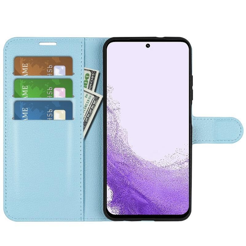 Litchi peňaženkové púzdro na Samsung Galaxy S23 - modré
