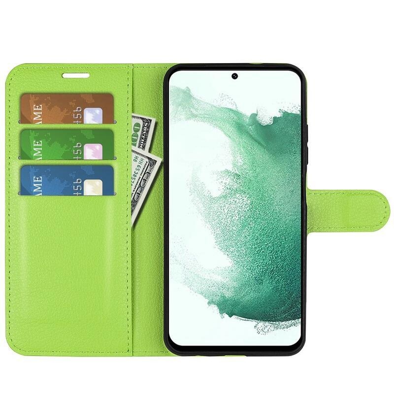 Litchi peňaženkové púzdro na Samsung Galaxy S23+ - zelené