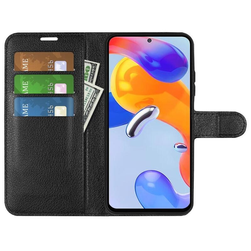 Litchi peňaženkové púzdro pre mobil Xiaomi Redmi Note 11 Pro 4G/5G - čierne