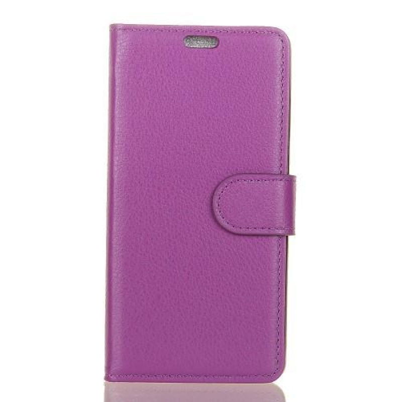 Litchi PU kožené knižkové puzdro na mobil Honor 7X -  fialové