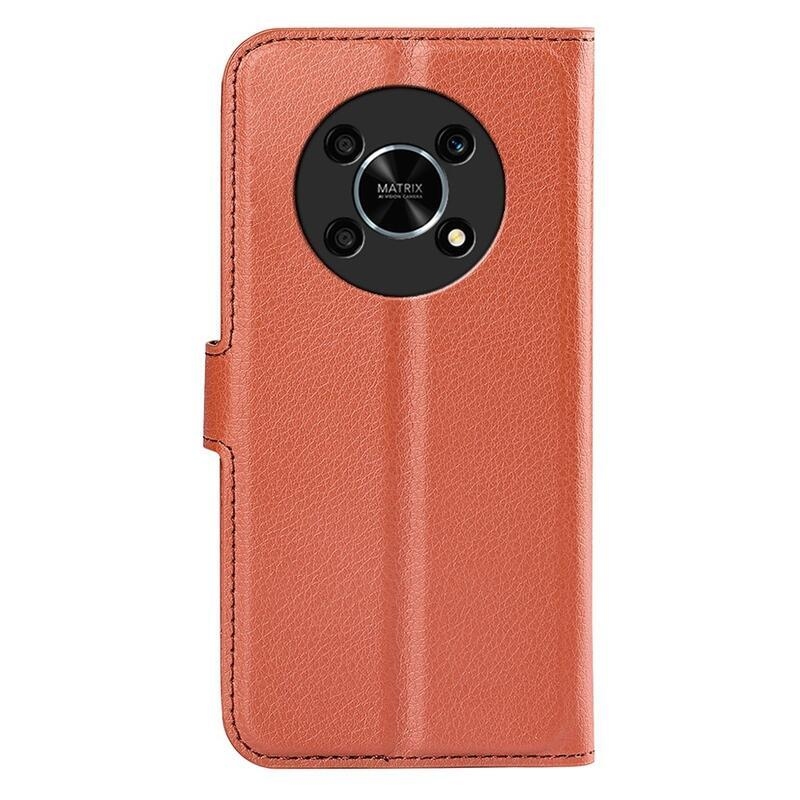 Litchi PU kožené peňaženkové puzdro na mobil Honor Magic 4 Lite 5G - hnedé