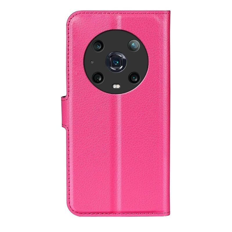 Litchi PU kožené peňaženkové puzdro na mobil Honor Magic 4 Pro 5G - rose