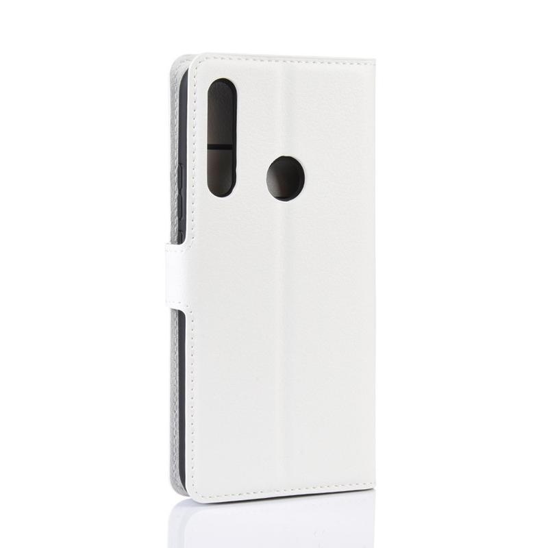 Litchi PU kožené peněženkové puzdro na mobil Huawei P Smart Z/Honor 9X - biele