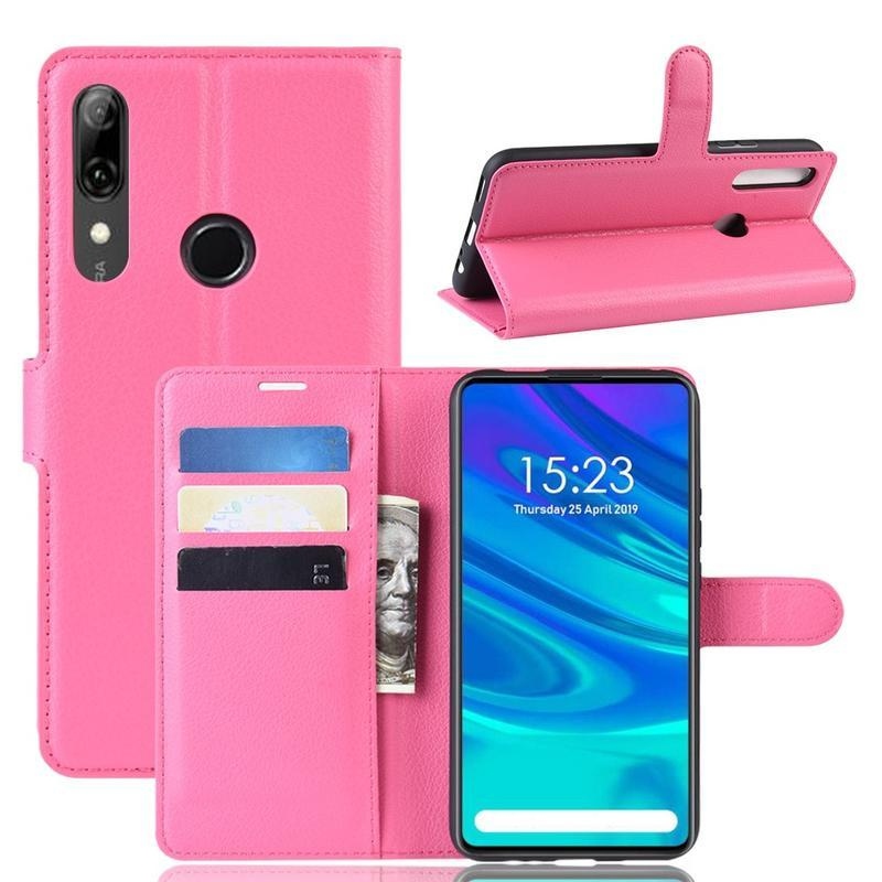 Litchi PU kožené peněženkové puzdro na mobil Huawei P Smart Z/Honor 9X - rose