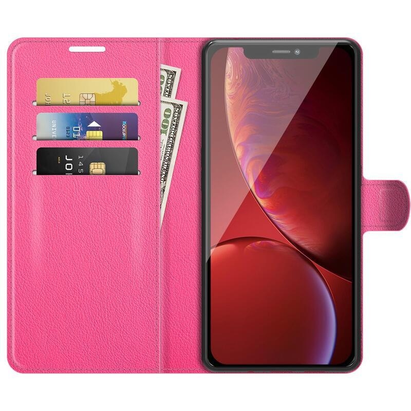 Litchi PU kožené peněženkové puzdro na mobil iPhone 13 Pro 6.1 - rose
