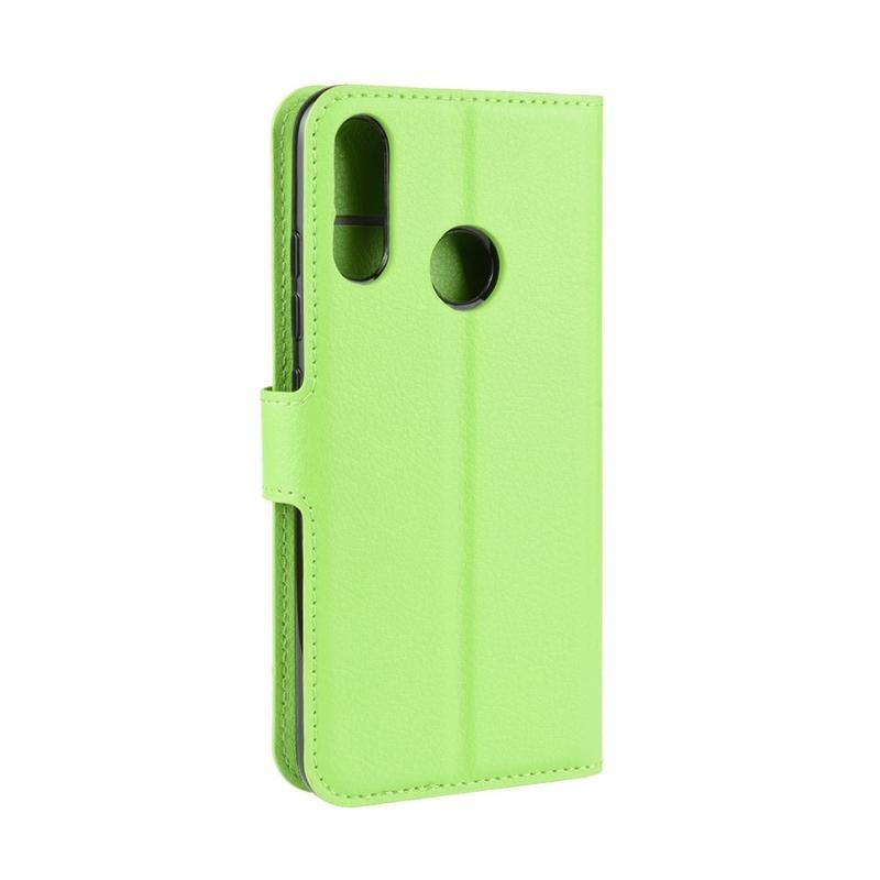 Litchi PU kožené peněženkové puzdro na mobil Motorola Moto E6 Plus - zelené
