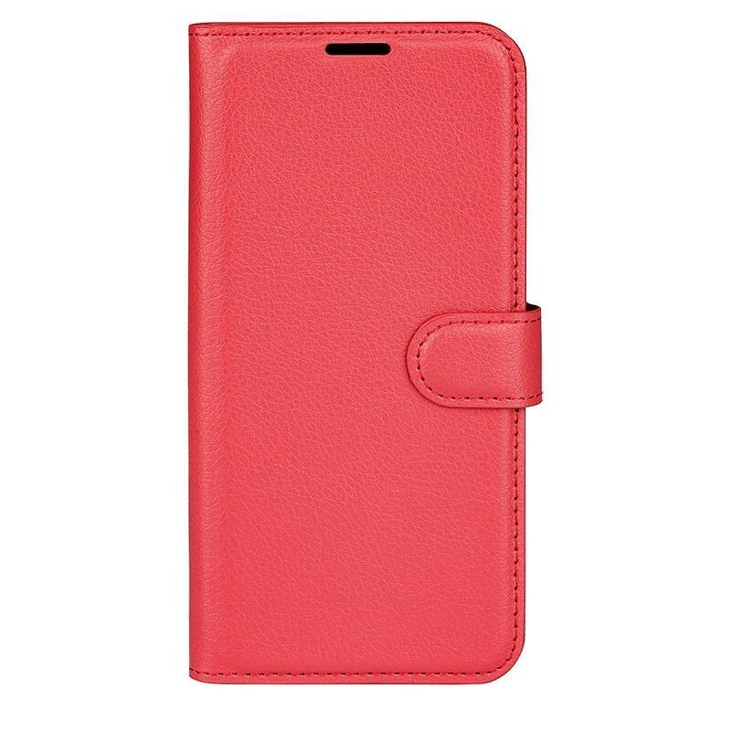 Litchi PU kožené peňaženkové púzdro na mobil Realme C35 - červené