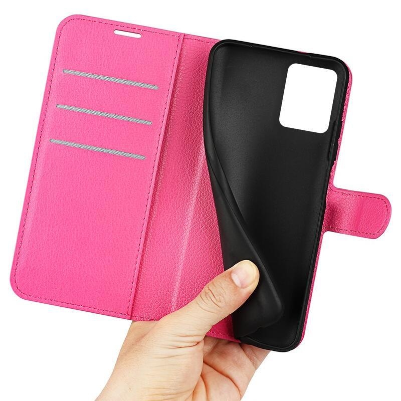 Litchi PU kožené peňaženkové púzdro na mobil Realme C35 - rose