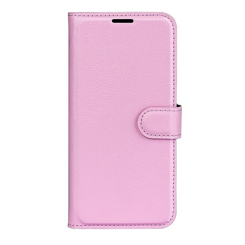 Litchi PU kožené peňaženkové púzdro na mobil Realme C35 - ružové