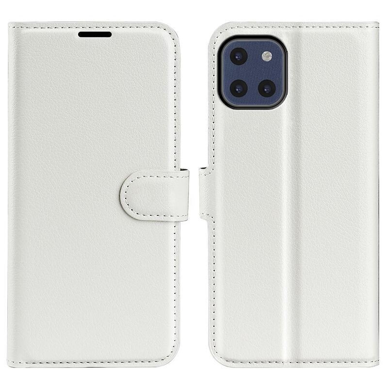 Litchi PU kožené peňaženkové puzdro na mobil Samsung Galaxy A03 - biele