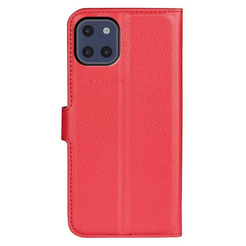 Litchi PU kožené peňaženkové puzdro na mobil Samsung Galaxy A03 - červené