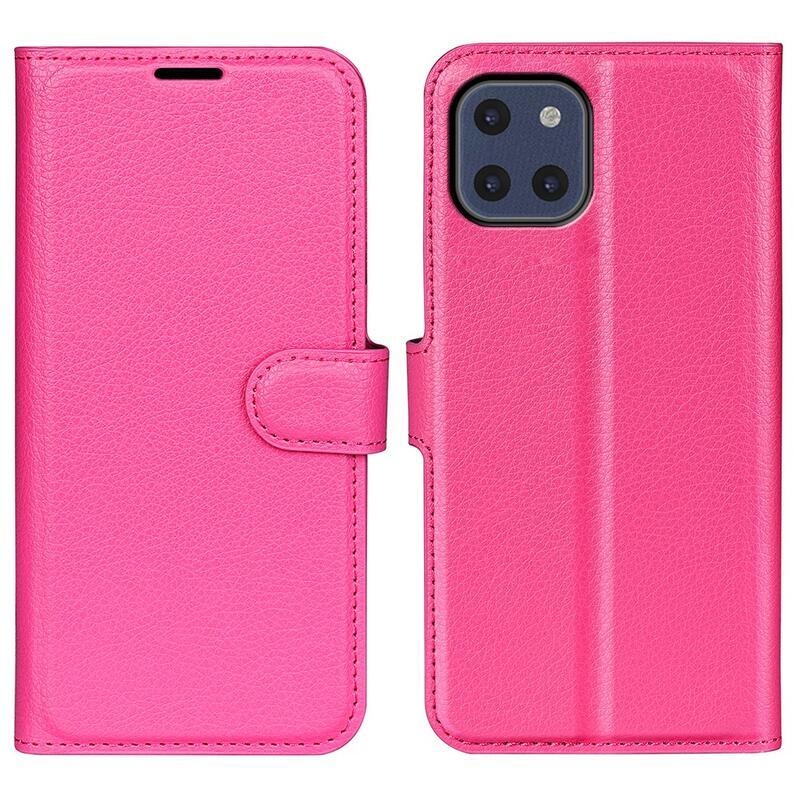 Litchi PU kožené peňaženkové puzdro na mobil Samsung Galaxy A03 - rose