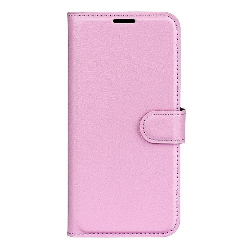 Litchi PU kožené peňaženkové púzdro na mobil Samsung Galaxy A03 - ružové