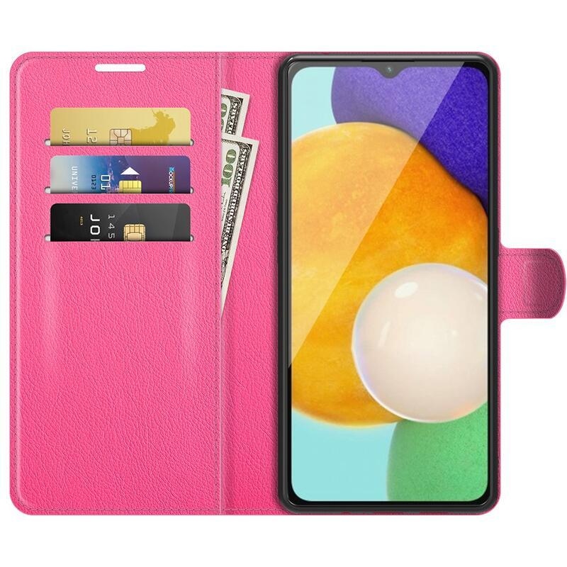 Litchi PU kožené peňaženkové púzdro na mobil Samsung Galaxy A13 5G/Galaxy A04s (164.7 x 76.7 x 9.1 mm) - rose