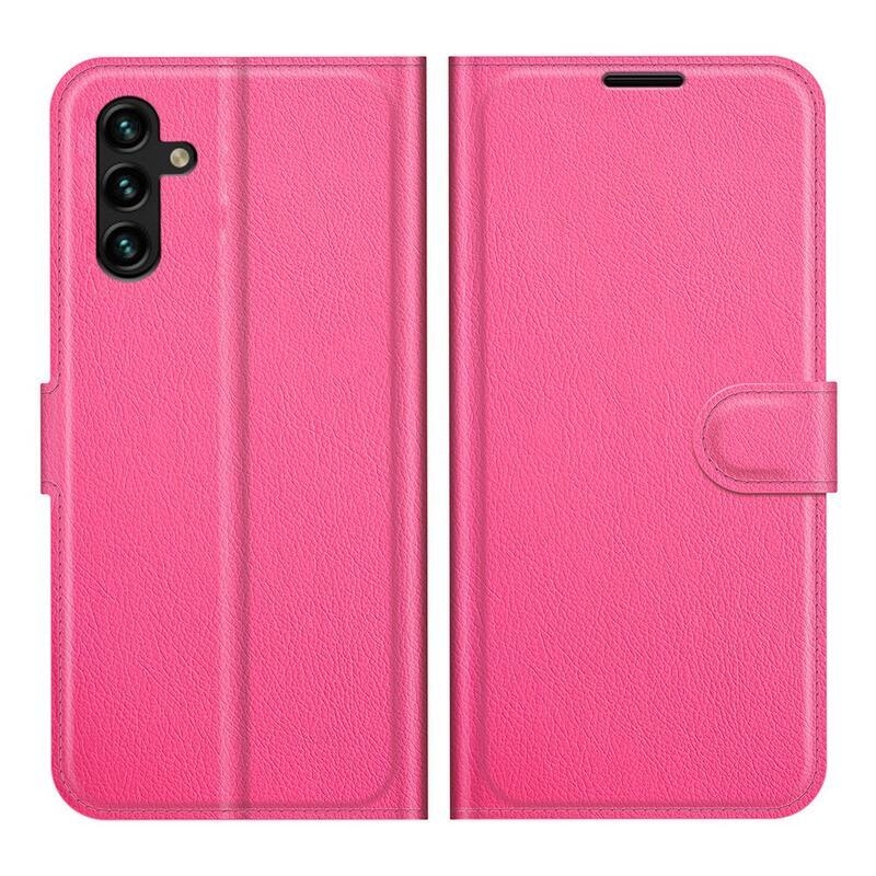 Litchi PU kožené peňaženkové púzdro na mobil Samsung Galaxy A13 5G/Galaxy A04s (164.7 x 76.7 x 9.1 mm) - rose