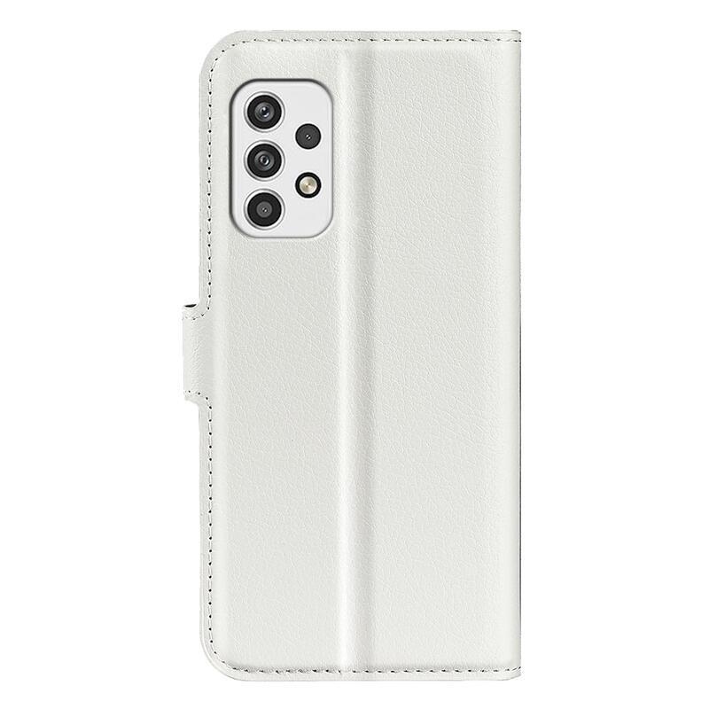 Litchi PU kožené peňaženkové púzdro na mobil Samsung Galaxy A23 4G/5G - biele