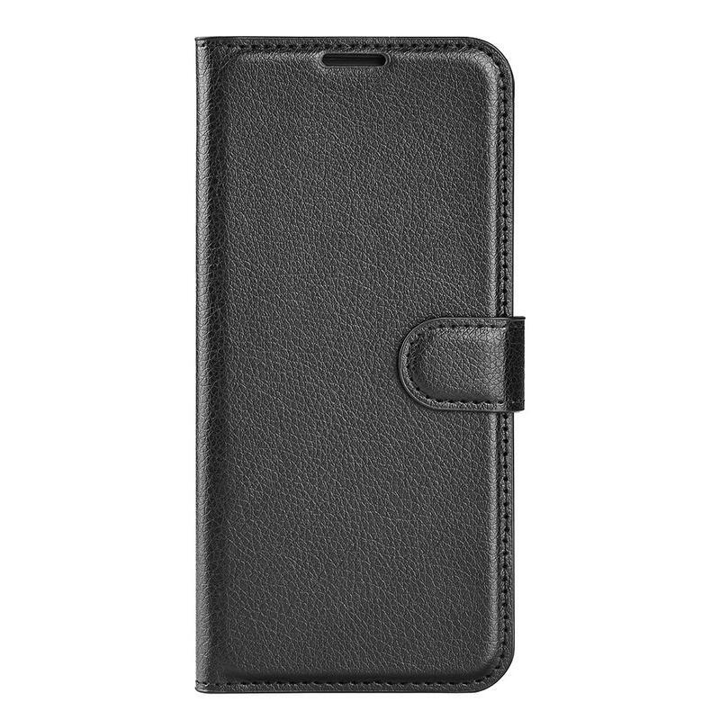 Litchi PU kožené peňaženkové púzdro na mobil Samsung Galaxy A23 4G/5G - čierne