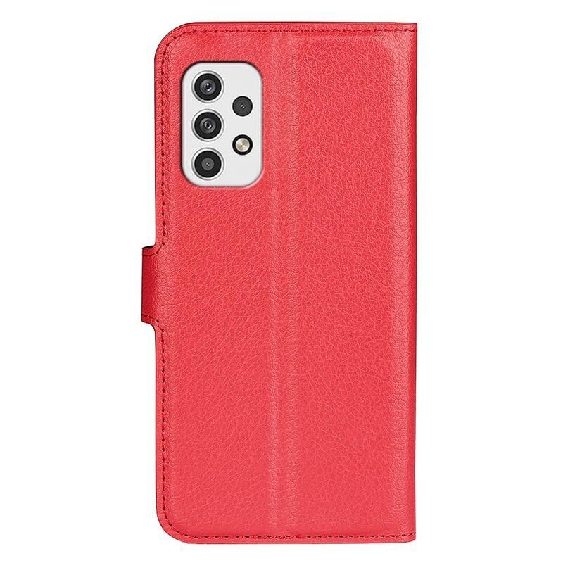 Litchi PU kožené peňaženkové puzdro na mobil Samsung Galaxy A23 4G/5G - červené