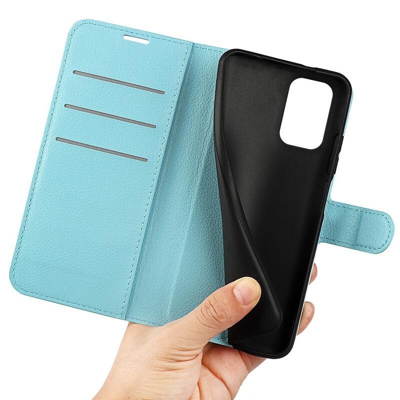 Litchi PU kožené peňaženkové púzdro na mobil Samsung Galaxy A23 4G/5G - modré