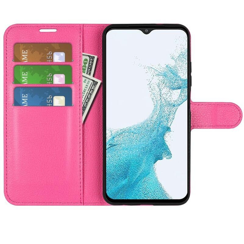 Litchi PU kožené peňaženkové púzdro na mobil Samsung Galaxy A23 4G/5G - rose