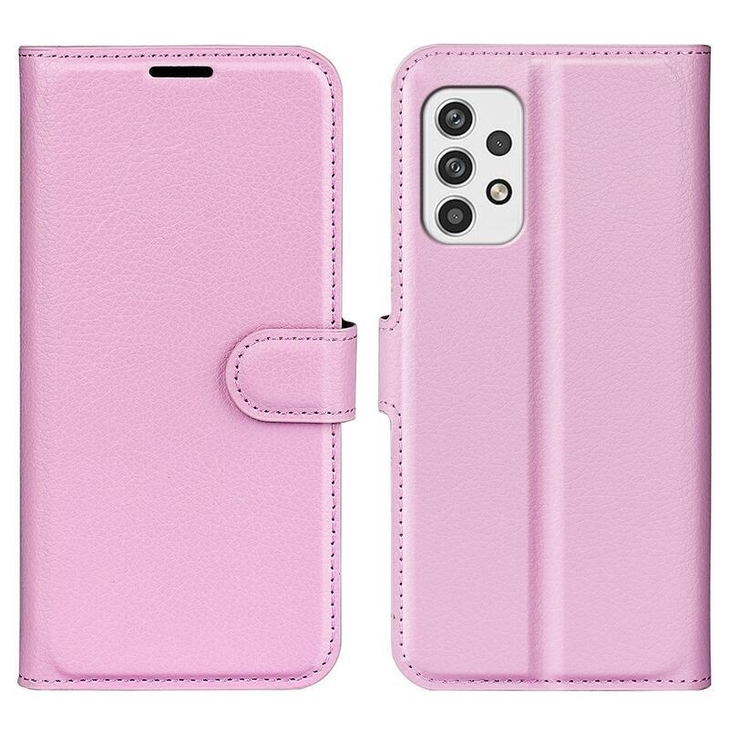 Litchi PU kožené peňaženkové púzdro na mobil Samsung Galaxy A23 4G/5G - ružové